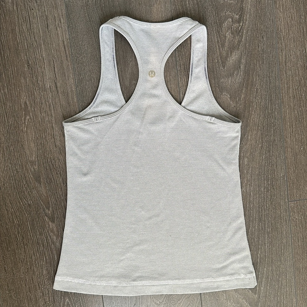 Lululemon striped CRB cool racer back tank grey white S